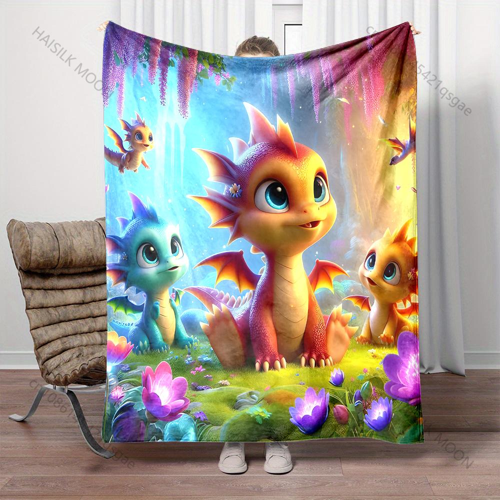 1PC Fairy Tale World Dragon Patterns Blanket Warm Soft for Sofa Bed Home Travel Camping Blanket All Seasons Luxury Gifts