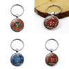 Stylish Rescue Firefighter Emblem Keychain Gemstone Zinc Alloy Key Ring Modern Accessory