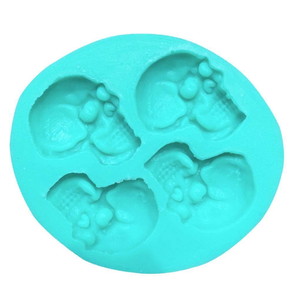 4Holes Skeleton Head Silicone Mold Styling Candy Jelly Mould Fondant Cake Decorating Pastry Bake Tools
