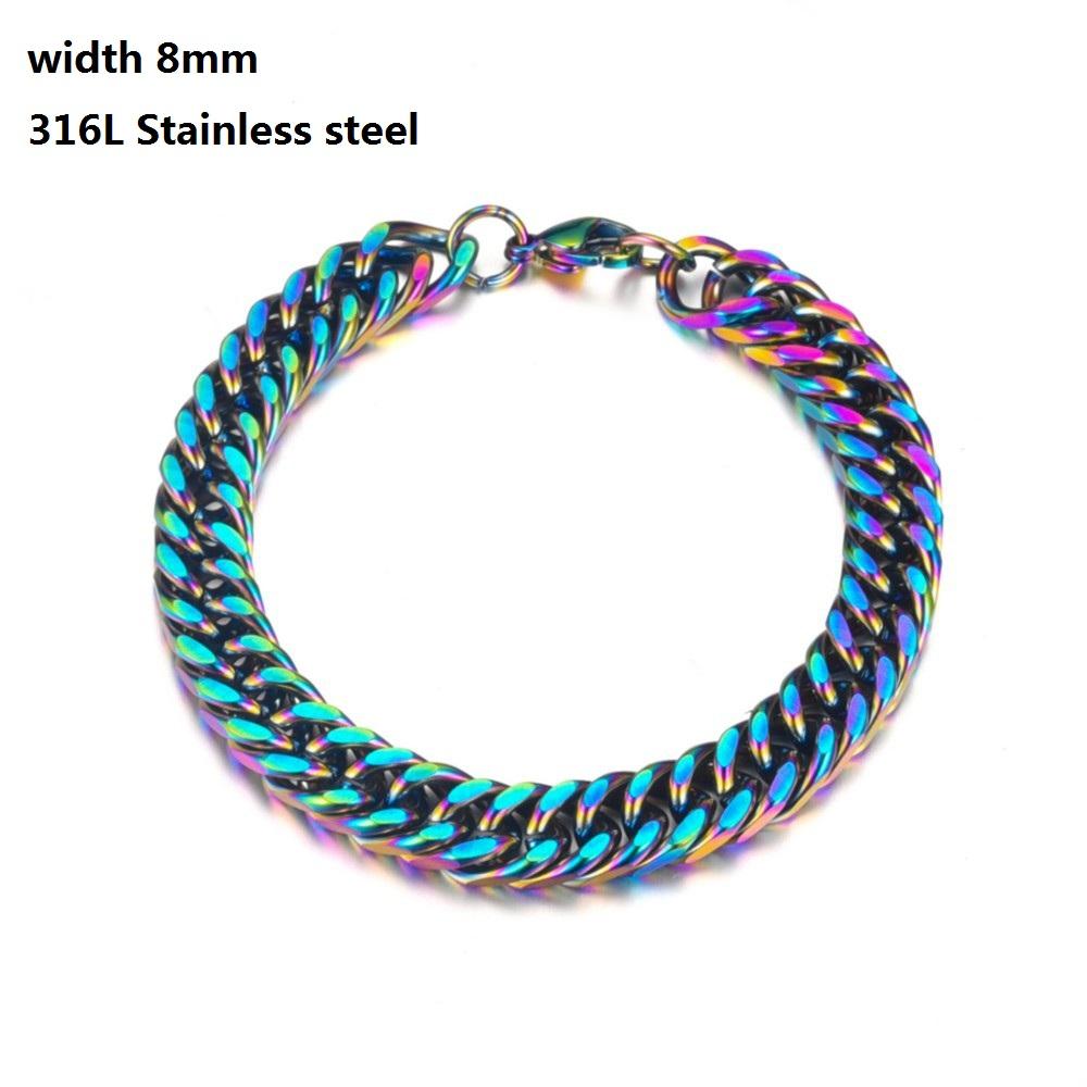 Kubánský řetízkový náramek z nerezové oceli 316L pro muže Ženy Figaro Vintage Metal Viking Kpop Pulseras Emo Roztomilý luxusní dárek na šperky