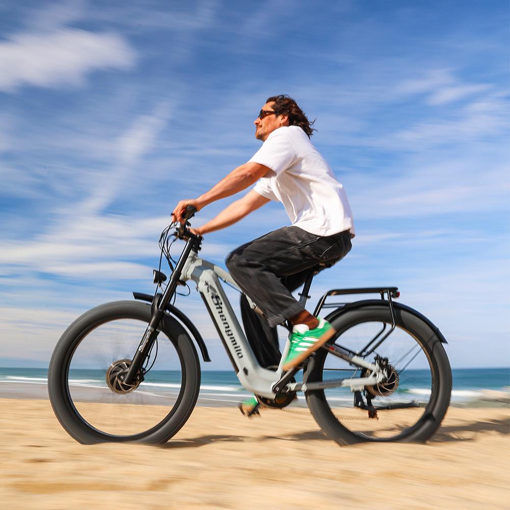 Výkonné 2000W elektrické kolo pro dospělé - Shengmilo S600 celoodpružené terénní horské kolo s 26" tlustými pneumatikami