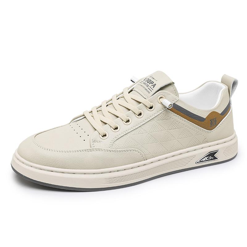 Fashion 2025 Men Classic White Leather Sneakers Minimalist Casual Shoes Soft Sole Breathable Lightweight Lace-Up Sneakers for Daily Wear