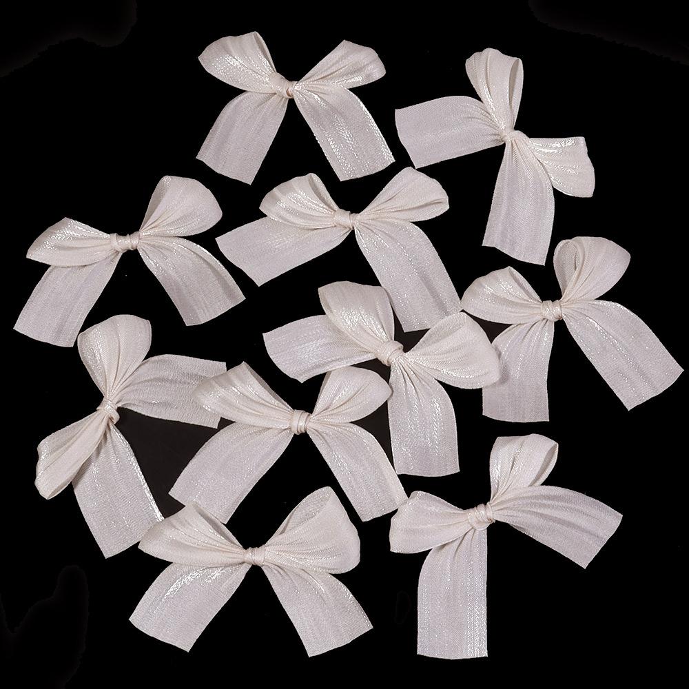 10Pcs/Lot 4x5.5cm Pearlescent Satin Ribbon Fold Bows Decoration Bow Small Bowknot Gift Flower Wedding Bow For Craft Handwork DIY