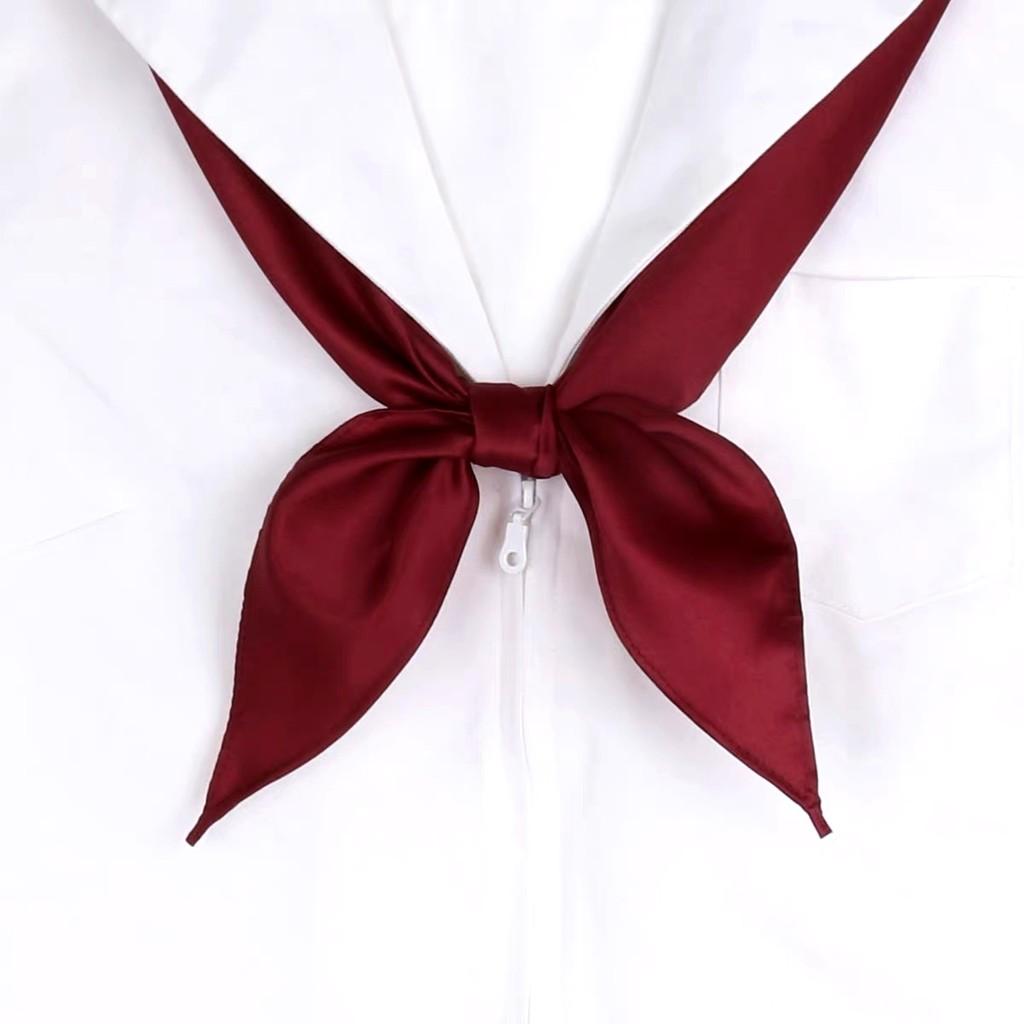 Childrens Triangular Scarf And Tie Bucklewith Pure Color Satin Fabric For School Uniforms