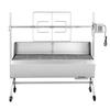 Parrilla Rotisserie, Asador de Cerdo y Cordero para Barbacoa Exterior de 38W, Asador de Carbón con Capacidad de 60 kg, Ruedas y 4 Niveles de Altura, Acero Inoxidable