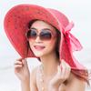 Summer Women Big Brim Straw Bow Hat Sun Fashion Wide Brim Floppy Panama Cap Outdoor Foldable Uv Protect Travel Femme Beach Hats
