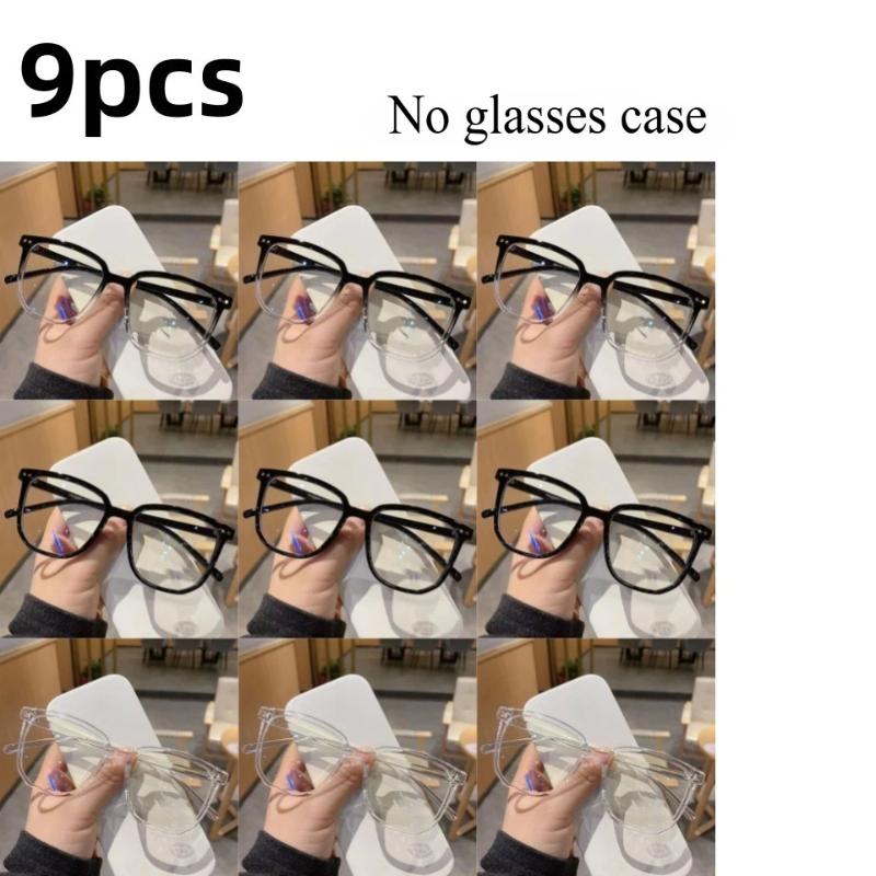 9 piece Set Fashionable Decorative Glasses Trendy Anti Blue Light Glasses Pography Accessories