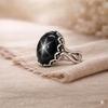 4 Ray Black Star Sapphire Ring for Women, 925 Sterling Silver, Lindy Black Sapphire Promise Ring, Elegant Vintage Jewelry Gift for Her