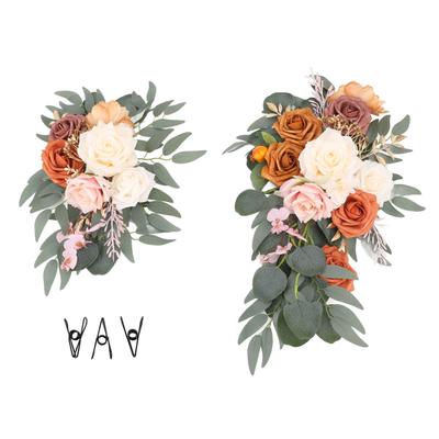2pcs Artificial Wedding Arch Flowers Lifelike Wedding Welcome Signs Floral Decoration Fadeless