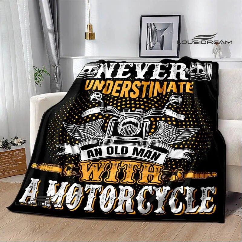 Motorcycle Retro Printing Blanket Flange Warm Blanket Soft and Comfortable Blanket Picnic Blanket Bed Linings Birthday Gift