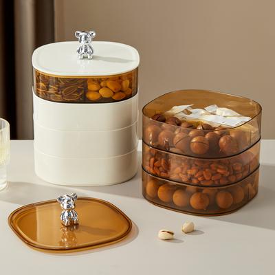 Fruit Plate Snack Serving Tray With Compartment Moisture-proof Stackable Multilayer Candy Dried Fruit Storage Box