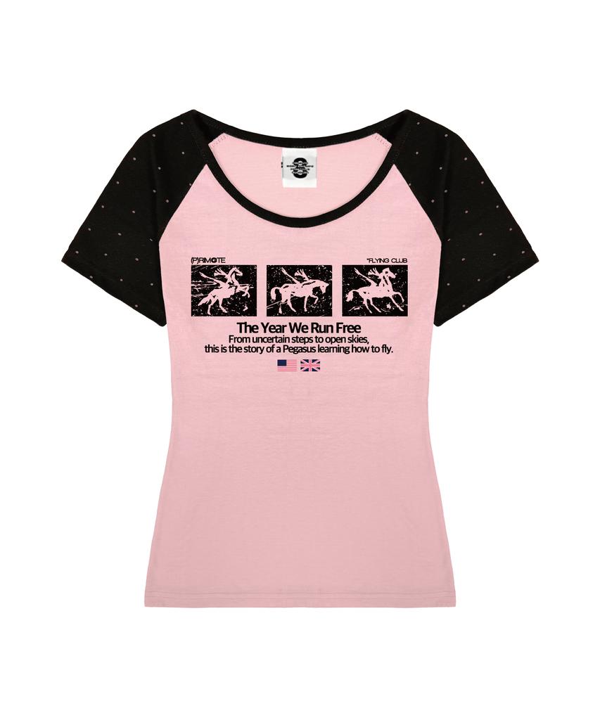 PRIMATE Run Free U-Neck Polka Dot Raglan Slim Fit Short Sleeve T-Shirt 4 Colors