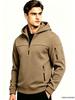 Men's Half-Zip Multi-Pocket Ribbon Hoodie, European Size