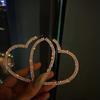 RSAMD Fashion Big Heart Crystal Hoop Earrings for Women Geometric Rhinestones Earr`jo-Silver