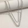 European and American Ornament INS Vintage Thick and Thin Chain Layered Double-layer Necklace Hip-hop Street Style Unisex Necklace