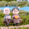 Mini Park Bench Grandpa Grandma Model Miniature Landscape Garden Decor Ornament