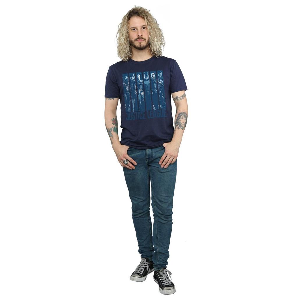 DC Comics Mens Justice League Movie Double Indigo T-Shirt