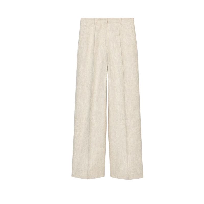 

Herringbone Twill Sleeveless round Neck Vest 2949761 Herringbone Twill Straight High Waist Trousers 3104761 Light beige pants L