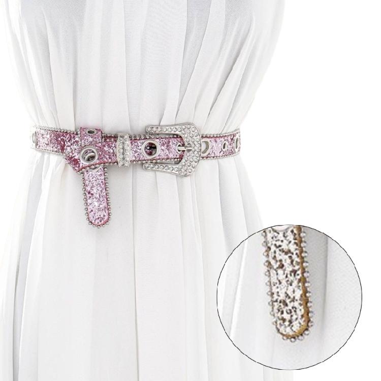 Fashion Adult Rhinestone Belt for Dress Sequins Waist Belt Locomotive Style Belt