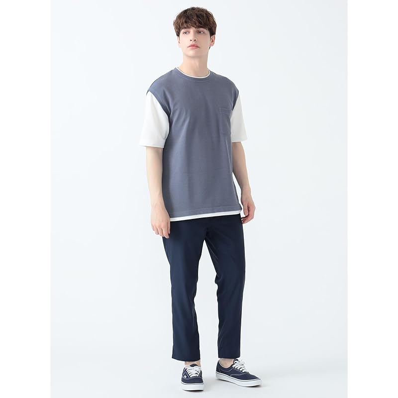 [Beams Heart] S/S TEE Cool Touch Sensation Fake Layered Vest T-shirt Men's SMOKE_BLUE L