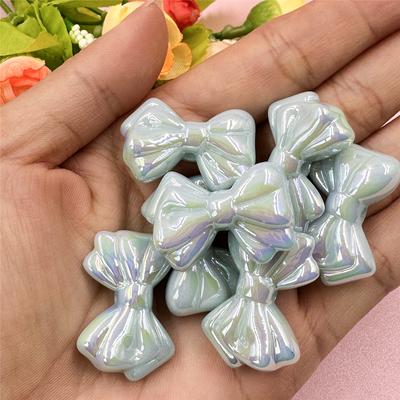 Handmade 7Pcs 20.6*30mm Candy Color Jewelry Accessories Acrylic Phone Chain Making Bowknot Shape Handmade Material Loose Beads Pendant Accessories
