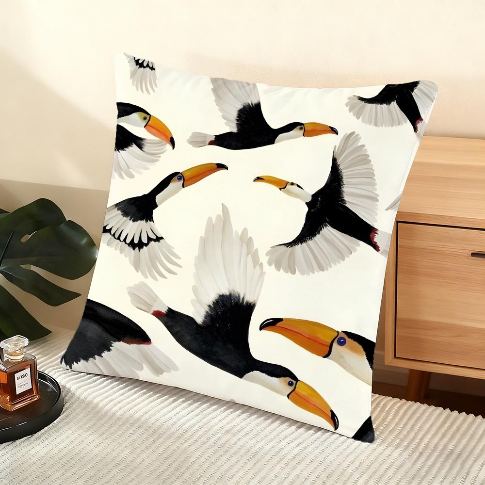 Cool Toucan Cushion Cover Soft Short Plush Pillow Cover Smooth Cozy Texture Aesthetic Cushion Case Home Decor
