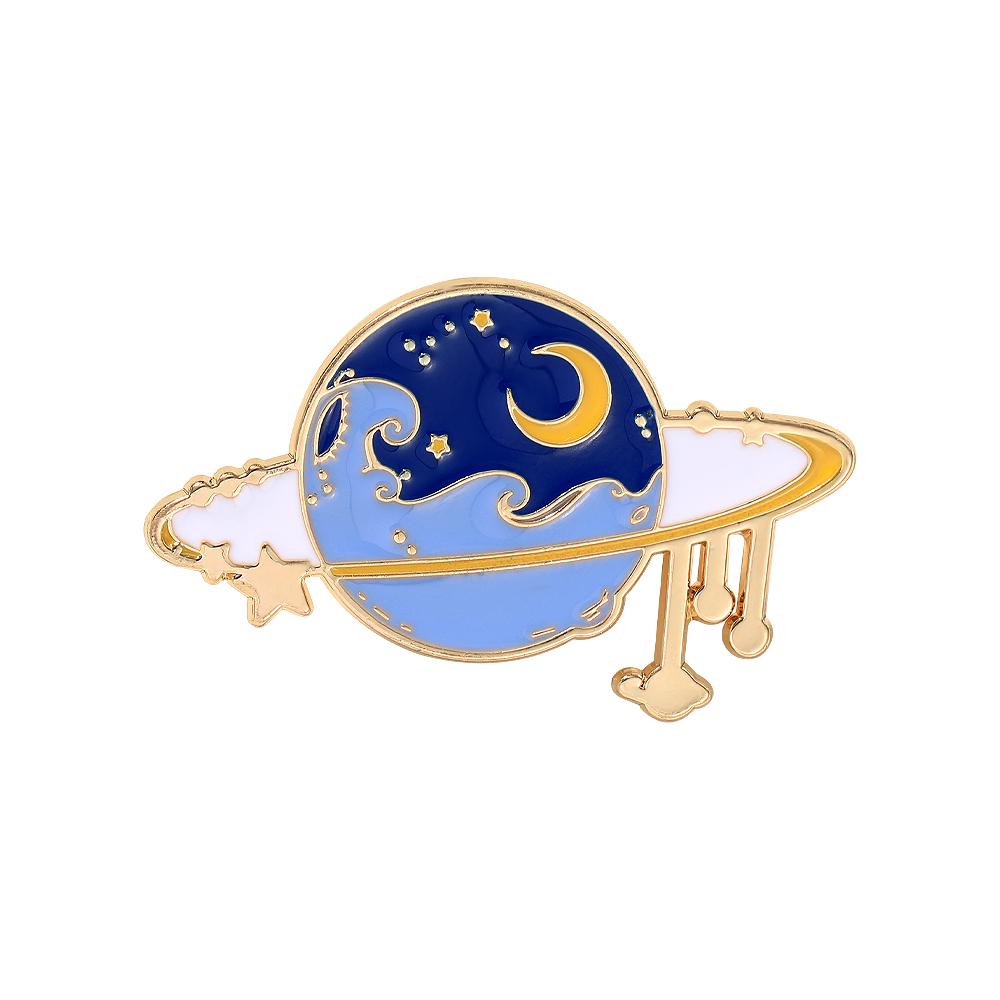 New Space Planet Enamel Brooches Galaxy Venus Jupiter Saturn Mars Mercury Earth Shaped Pins