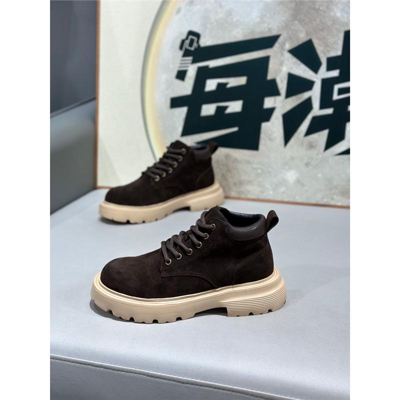 Autumn new high-top leather surface light and comfortable casual soft-soled lace-up shoes