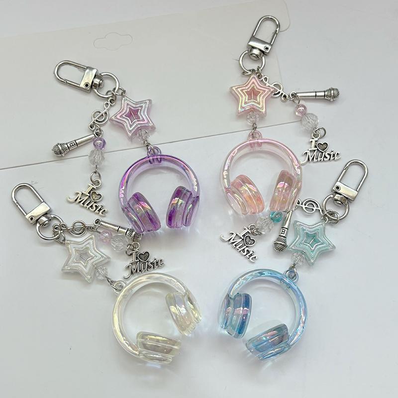 1PC Bag Charms Cute Ornament Y2K Bag Pendants DIY Accessories 3D Earphone Shape Candy Color Keychains Creative Multicolor