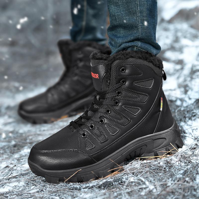 Autumn and Winter New Large Size Warm High-top Short Boots Cotton Shoes Snow Boots Men's Velvet Outdoor Military Boots Men's Shoes