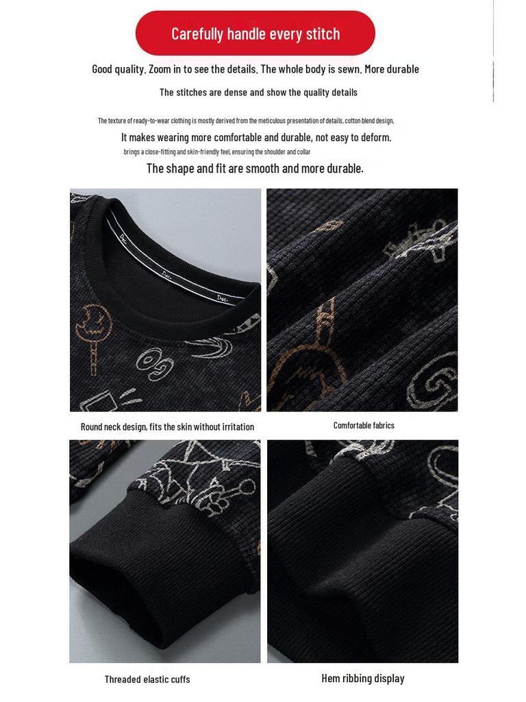 Trendy Men's Plus Size Crew Neck Sweatshirt - Spring/Autumn 2021 Collection for Larger Sizes