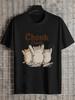 1pc Casual Chonk Cute Cat Graphic T-shirt - 180g Cotton Crew Neck Short Sleeve Tee with Playful "Chonk Chonk" Text & Cartoon Cats