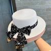 Bow Flat Top Top Hat UV Protection Versatile Casual Straw Hat Women's Summer Seaside Vacation Beach Hat