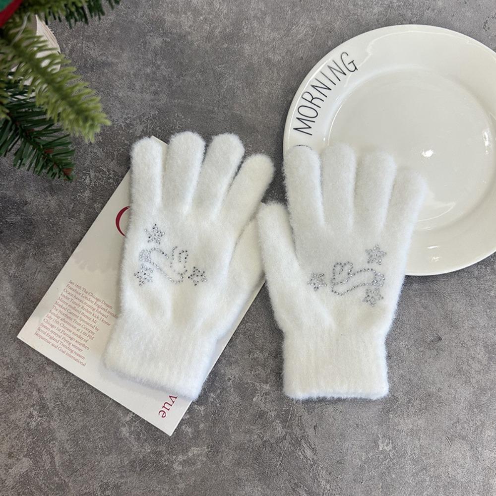 

Y2K Five Finger Gloves Diamond Rabbit Half Finger Glove Fashion Winter Gloves Girls Style 1