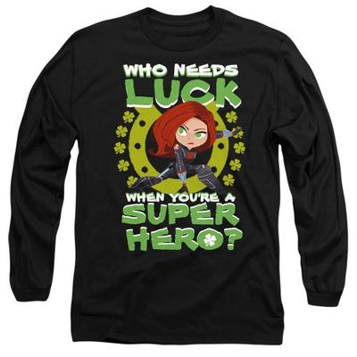 Black Widow Unisex Adult St Patrick's Day Lucky Superhero St Patrick's Day T-Shirt