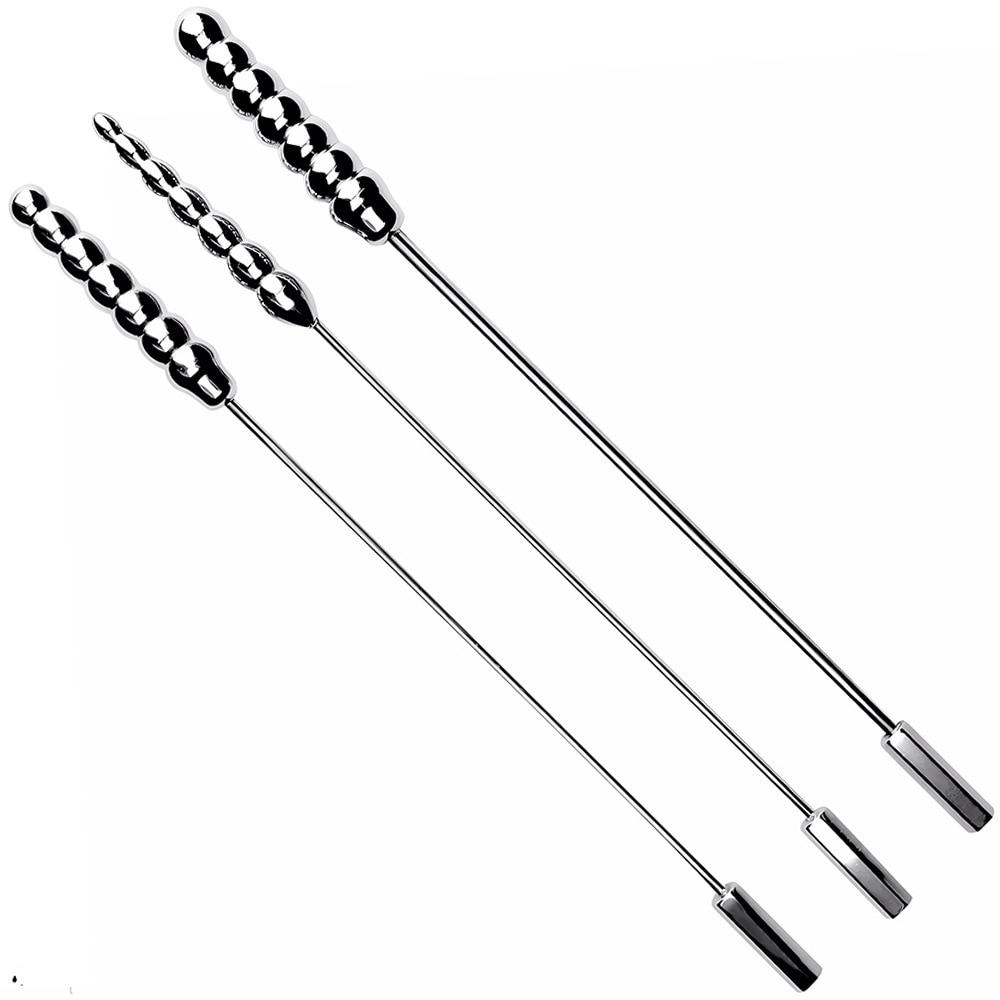 Unisex Stainless Steel Urethral Stick Metal Pull Bead Anal Massager Sounding Urethral Sex Toy Penis Plug Chastity BDSM