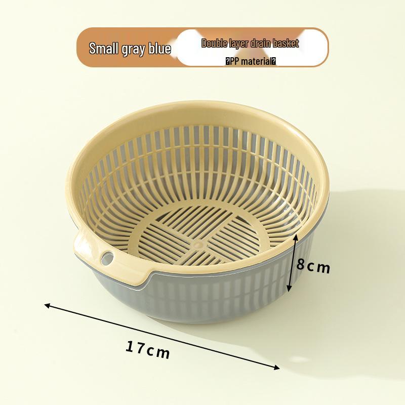 Dual-Layer Kitchen Storage Basket: Drainable, Multi-Purpose for Fruits & Vegetables