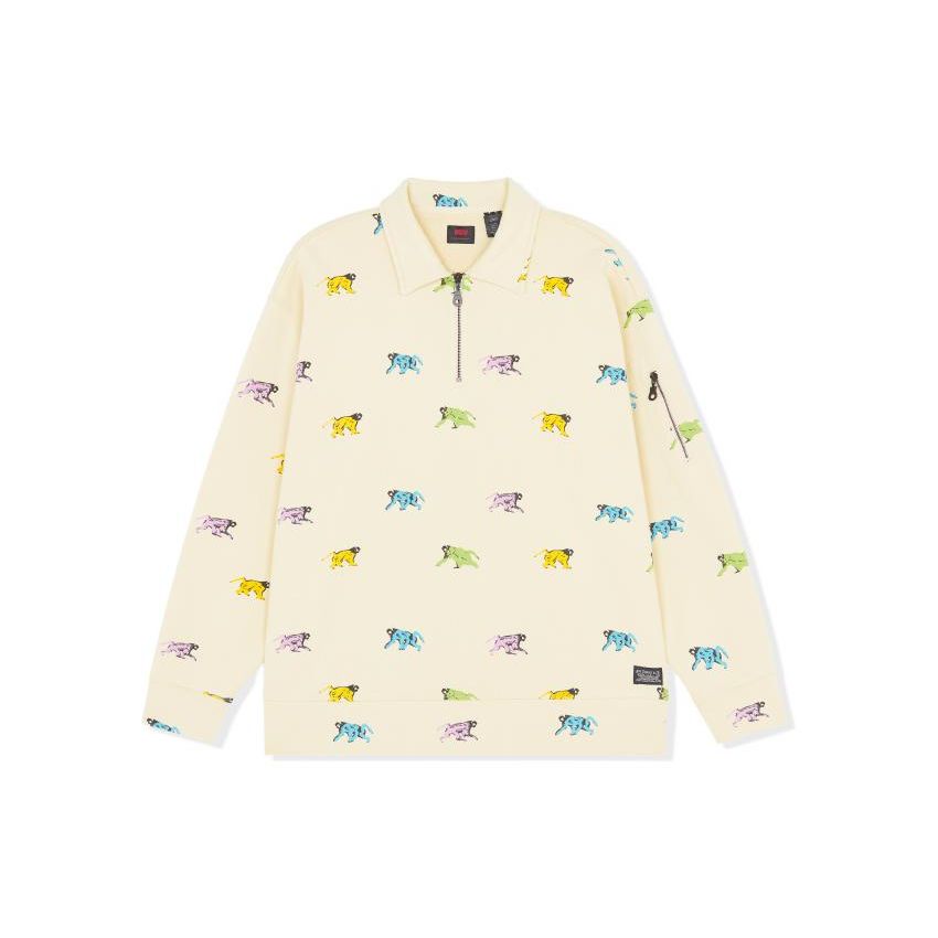 Levis Printed Knit Long Sleeve Polo Shirt Men Tops Multicolor A1012-0001