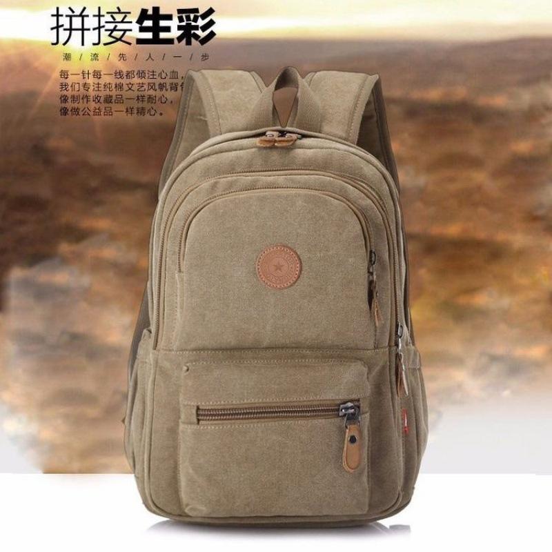 Schoolbag Thickened wear-resistant canvas backpack Unisex large-capacity luggage bag Denim fabric retro college student schoolbag
