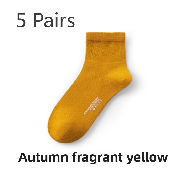 5 Pairs of Women's Summer Thin Cotton Cute Mid Tube Socks