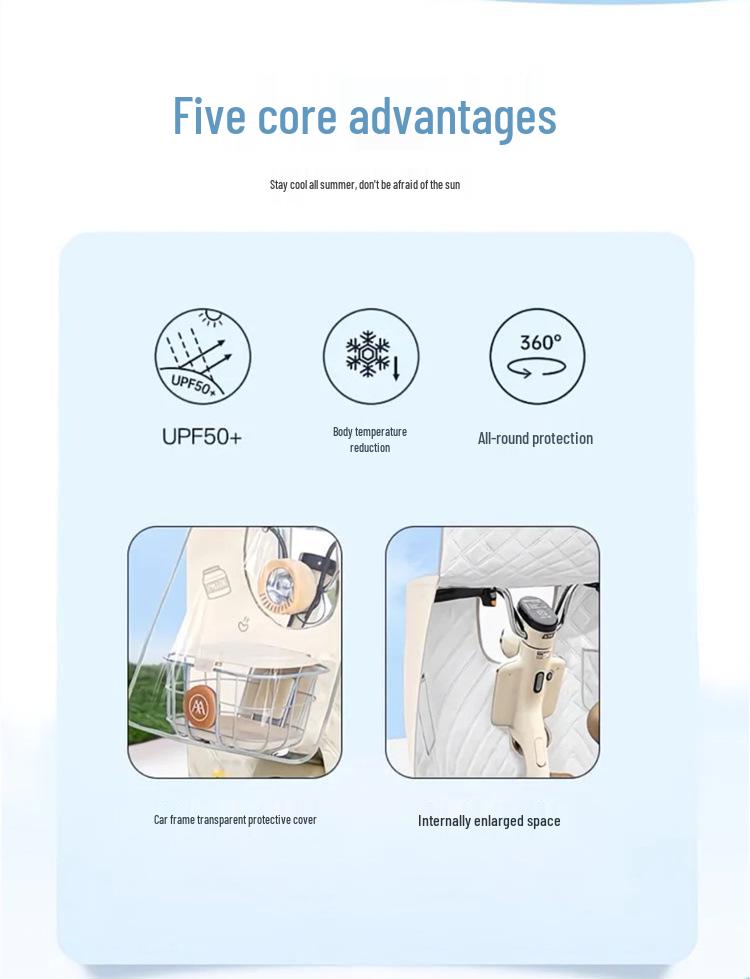 Electric Scooter Windshield Waterproof Sun & Rain Cover with Tempered Film