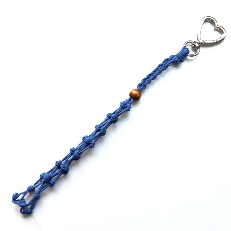 Handwoven Waxed Cord Keychain Net Pocket Bag Charm For Bags Backpacks And Accessories Fashionable Keyring