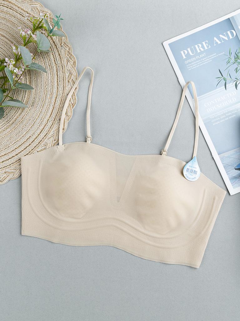 Ultra-thin tube top underwear women's big breasts show small anti-light word jelly beautiful back anti-sagging summer ice silk seamless chest wrapping