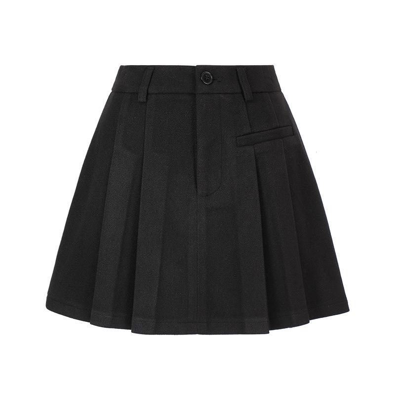 High-Waisted Pleated Women s Skirt - 2025 Korean Style with Anti-Exposure Design and Belt M