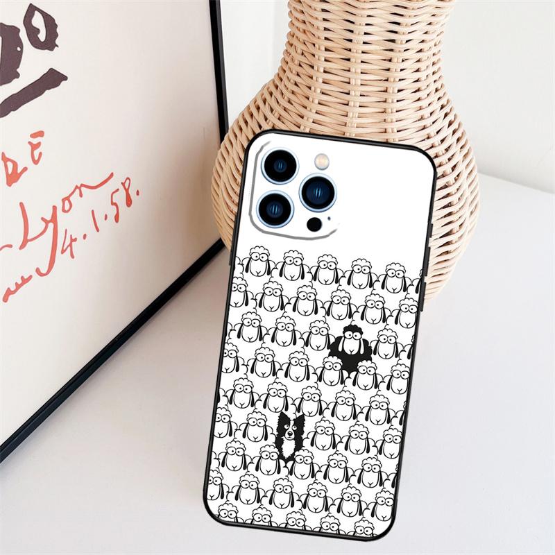 

Cartoon Border Collie Phone Case For iPhone 17 Pro Max 14 13 12 11 15 16 Pro Max mini 15 16 Plus 16e Back Cover iPhone 13 mini