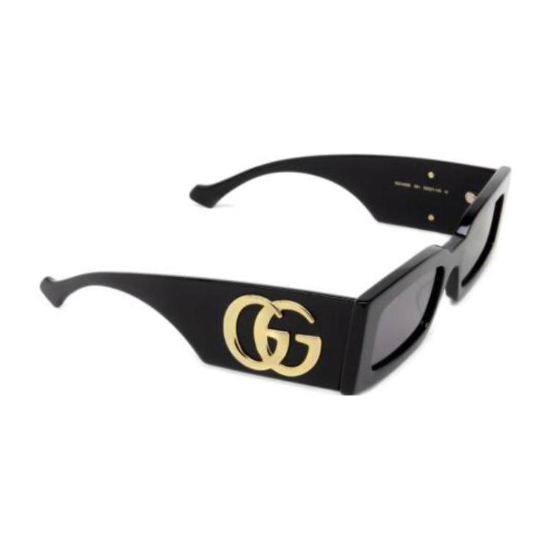 GUCCI Gucci Logo Acetate Irregular Sunglasses Unisex Couple Black