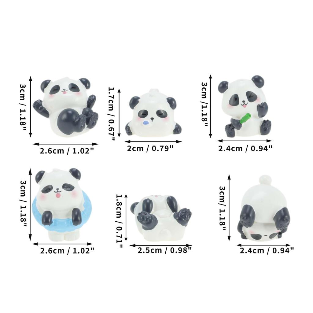 RENEWREVITAL Mini Miniature Set of Cute Animal DIY Car Bonsai Panda Figurines, Ornaments, 6, Figures, Desktop, Office, Decor, Gift, Landscape,