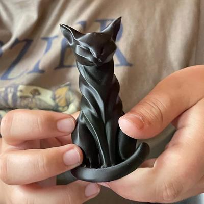 Escultura de Gato Elegante com Listras Estatueta de Gato Decoração de Casa Interna/Externa Encantadora Estátua de Gato Mesas Estantes Ornamento