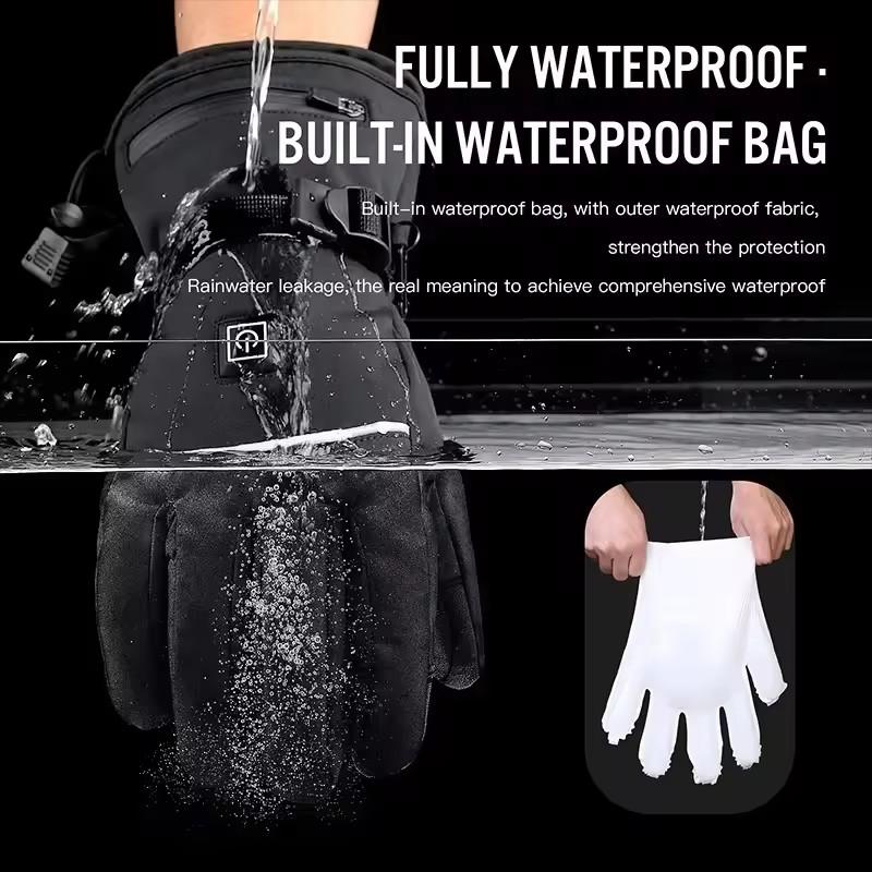 Heated Motorcycle Gloves Winter Warm Snowmobile Skiing Gloves Waterproof Touch Screen Rechargeable Heating Thermal Moto Guantes