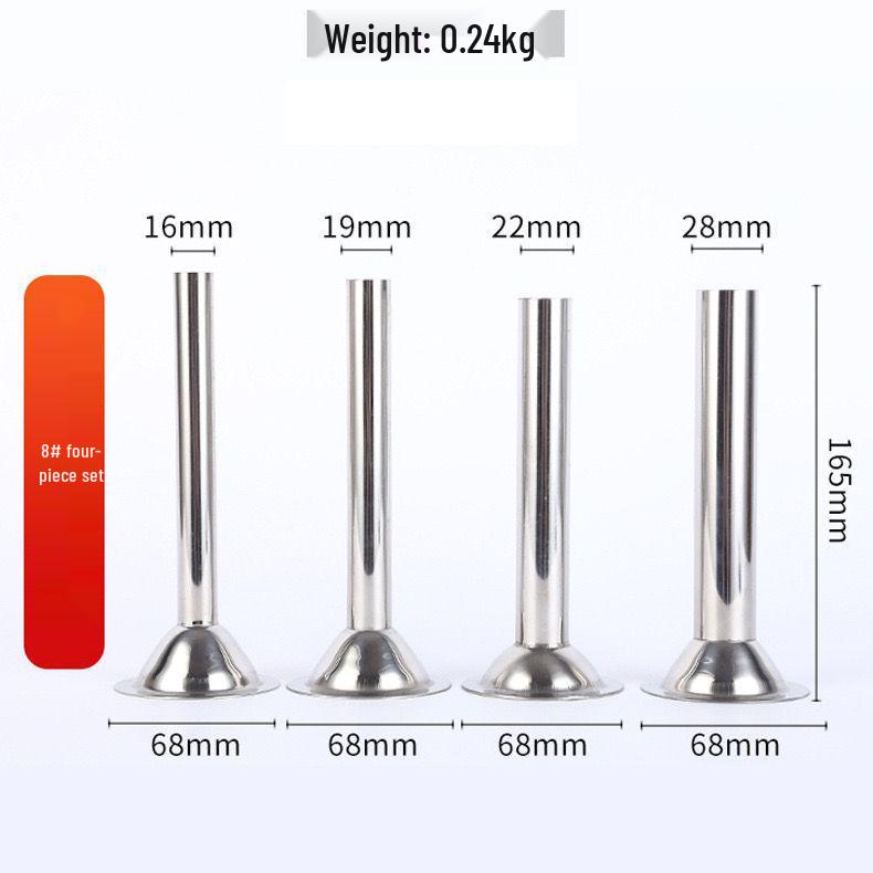 No. 8 Stainless Steel Meat Grinder & Sausage Stuffer, 4-Piece Set